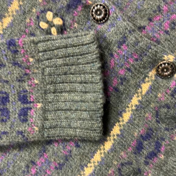 Vintage Northern Reflections Fair Isle Wool Cardigan Sweater Green Size Large - Picture 4 of 11